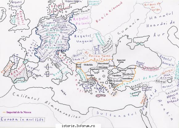 maxima extindere a imperiului de la niceea la mortea lui ioan iii vatatzes -1254. harti cu